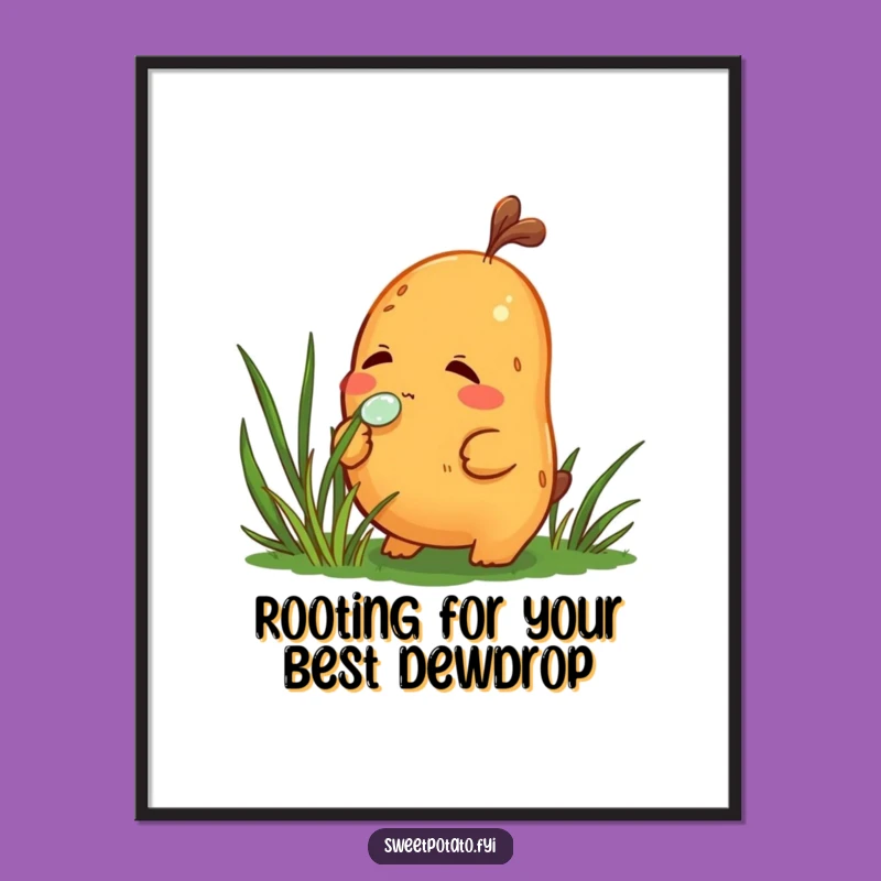 Funny Free Printable Wall Art: Sweet Potato Dewdrop Curiosity - Downloadable Decor