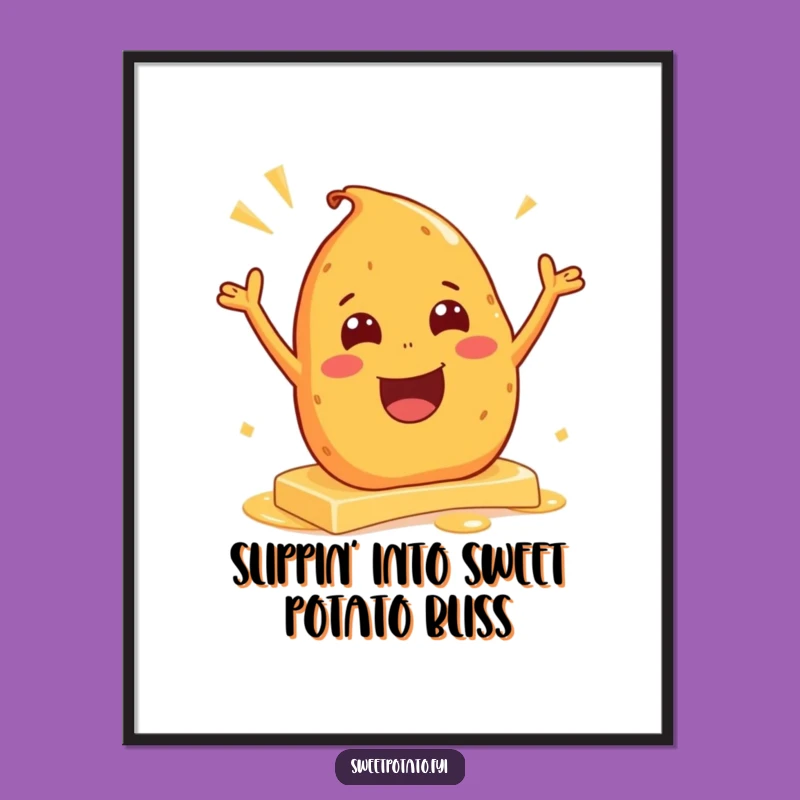 Free Printable Wall Art: Butter Slide Potato - Funny Downloadable Food Art