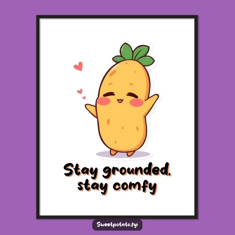 Funny Sweet Potato Wall Art: Free Printable Relaxed Stretch Downloadable Art for Calm