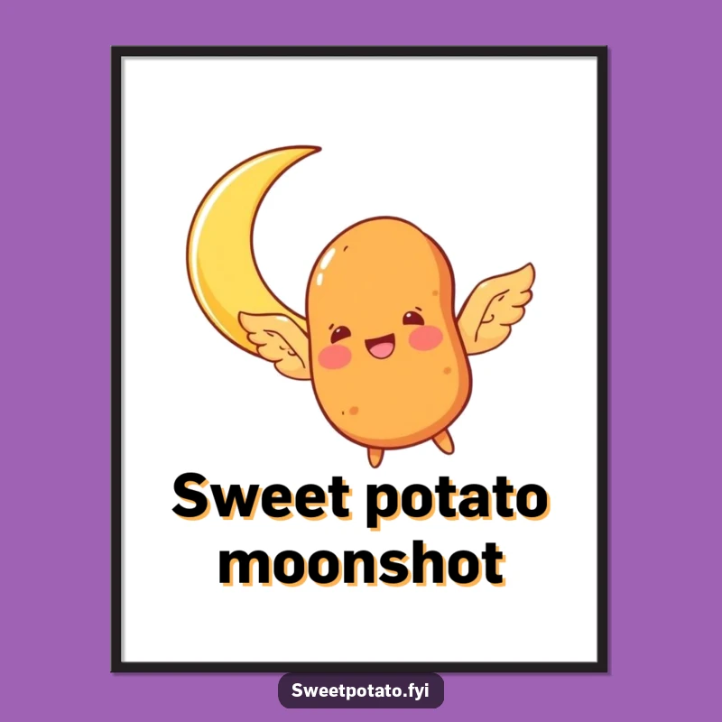 Funny Free Printable Sweet Potato Moon Art: Whimsical Flying Downloadable Decor