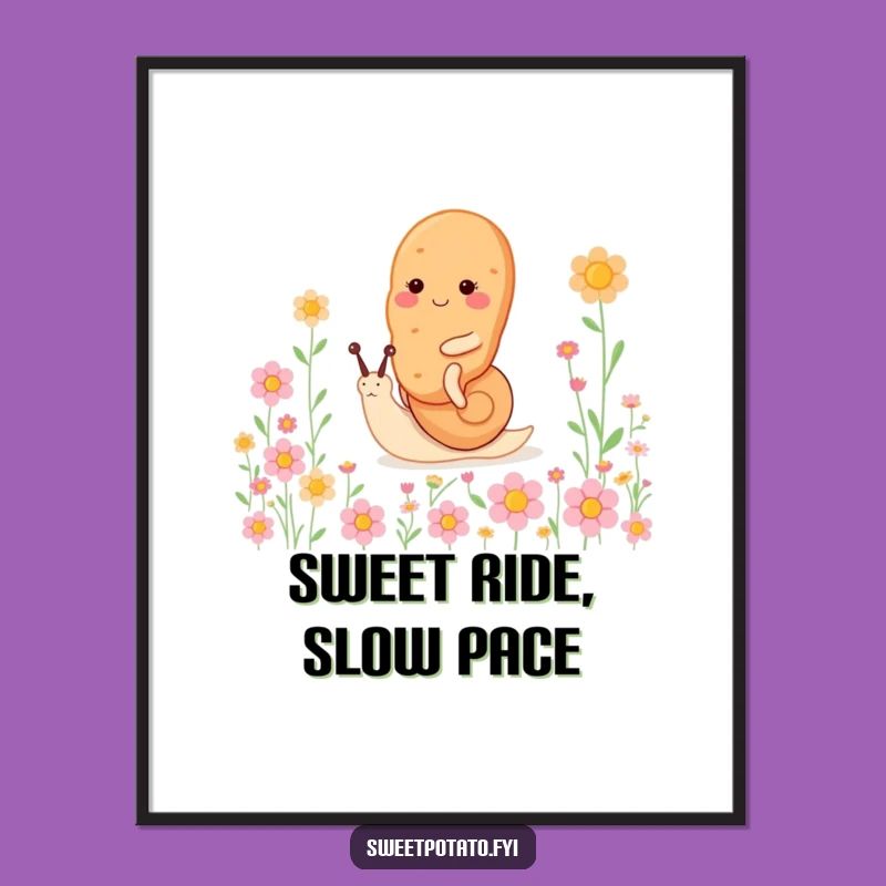 Funny Free Printable Sweet Potato Snail Art: Whimsical Ride Downloadable Decor