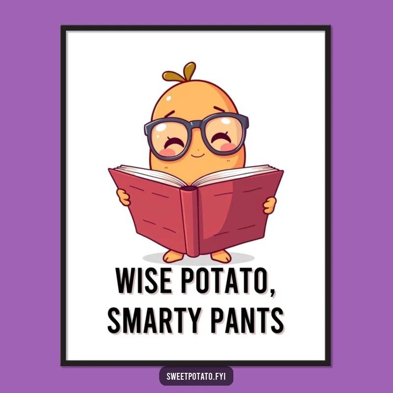 Funny Free Printable Wall Art: Intellectual Sweet Potato Reading, Humorous Downloadable Art for Home