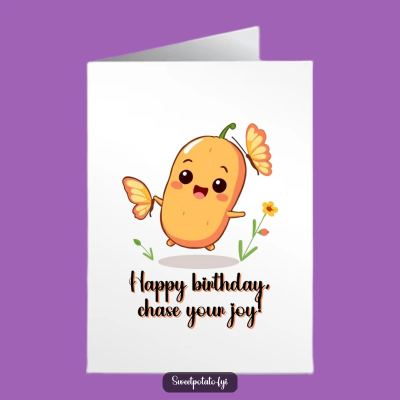Free Printable Birthday Card: Sweet Potato Chasing Butterfly - Joyful Gift