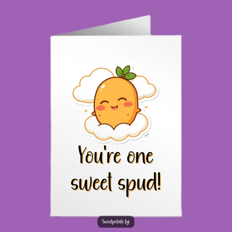 Free Printable Birthday Card: Winking Sweet Potato on Cloud - Funny Downloadable Gift