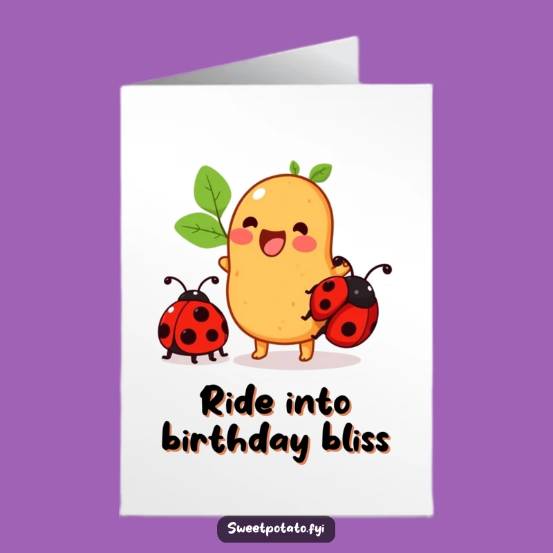 Free Printable Funny Sweet Potato Ladybug Birthday Card - Ride Downloadable Gift