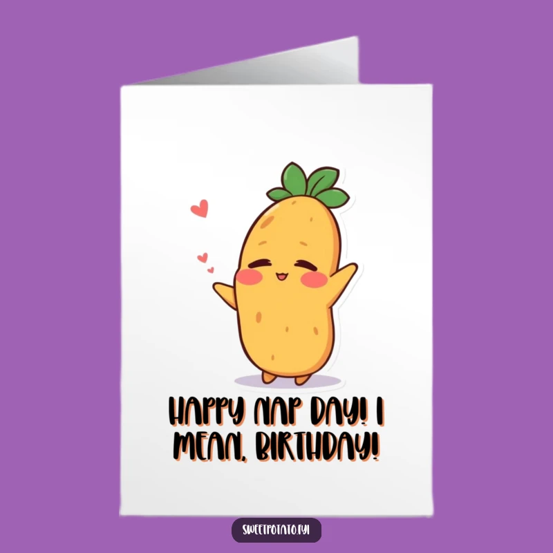 Relaxed Sweet Potato Birthday Card: Free Printable Stretch Design for a Chill Gift