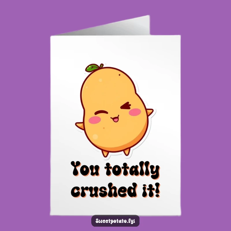 Free Printable Congrats Card: Winking Sweet Potato for Achievements, Downloadable Gift