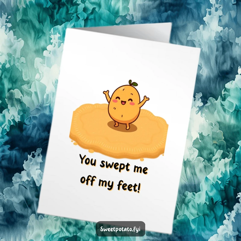 Funny Free Printable Congratulations Card: A sweet potato character doing a happy little dance atop a luxurious bed of brown sugar.