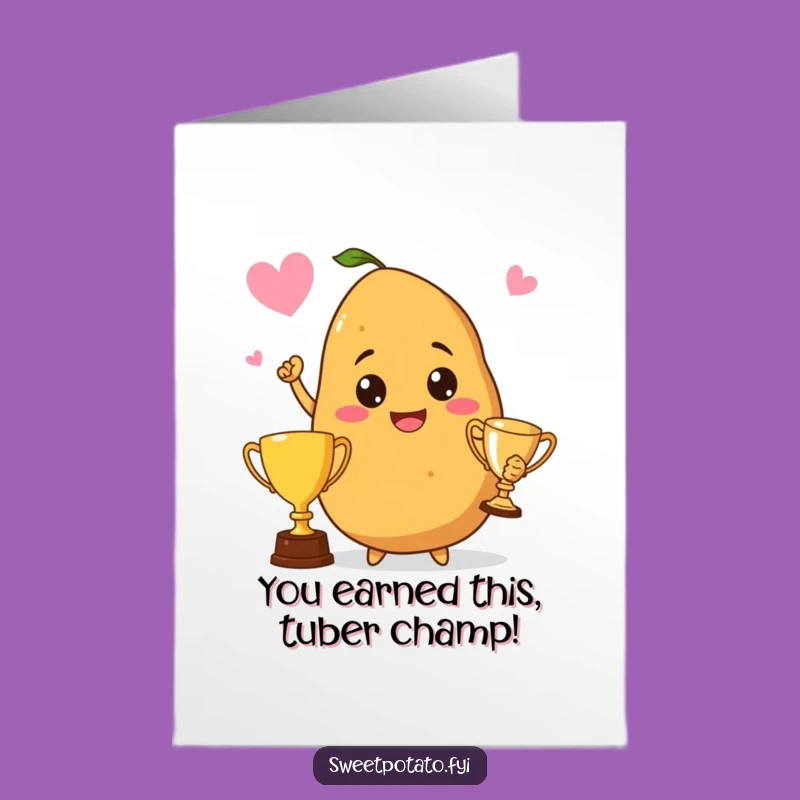 Free Printable Winner Sweet Potato Congrats Card: Funny Downloadable Gift of Achievement