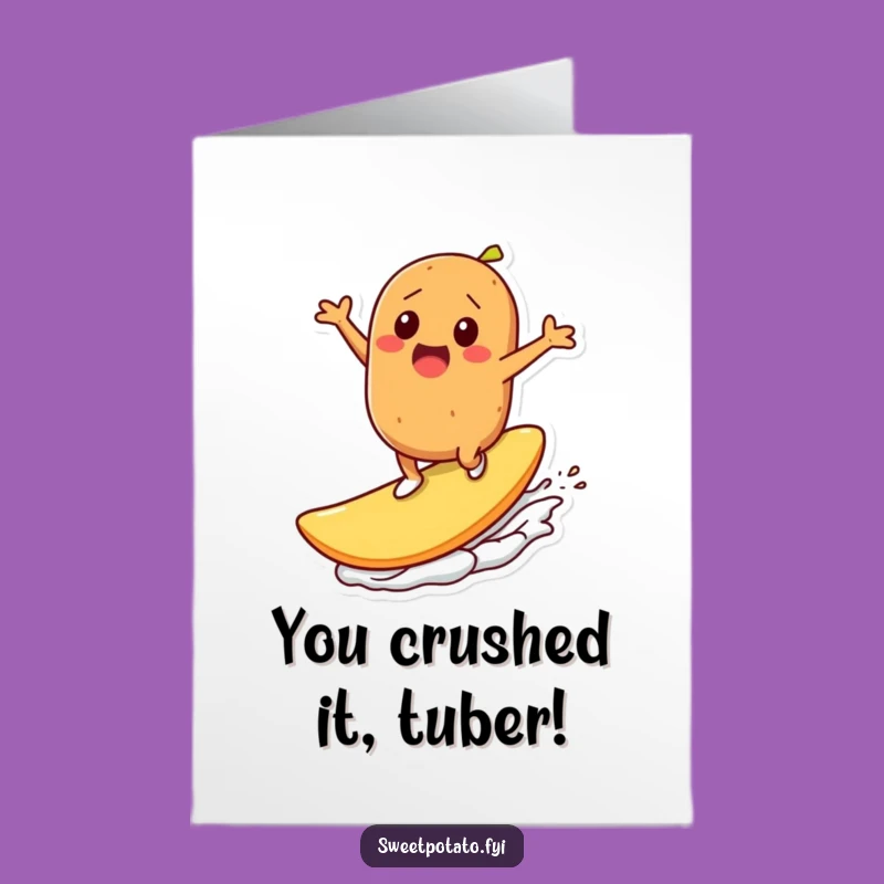 Hilarious Free Printable Congrats Card: Sweet Potato Chip Surfer Victory!