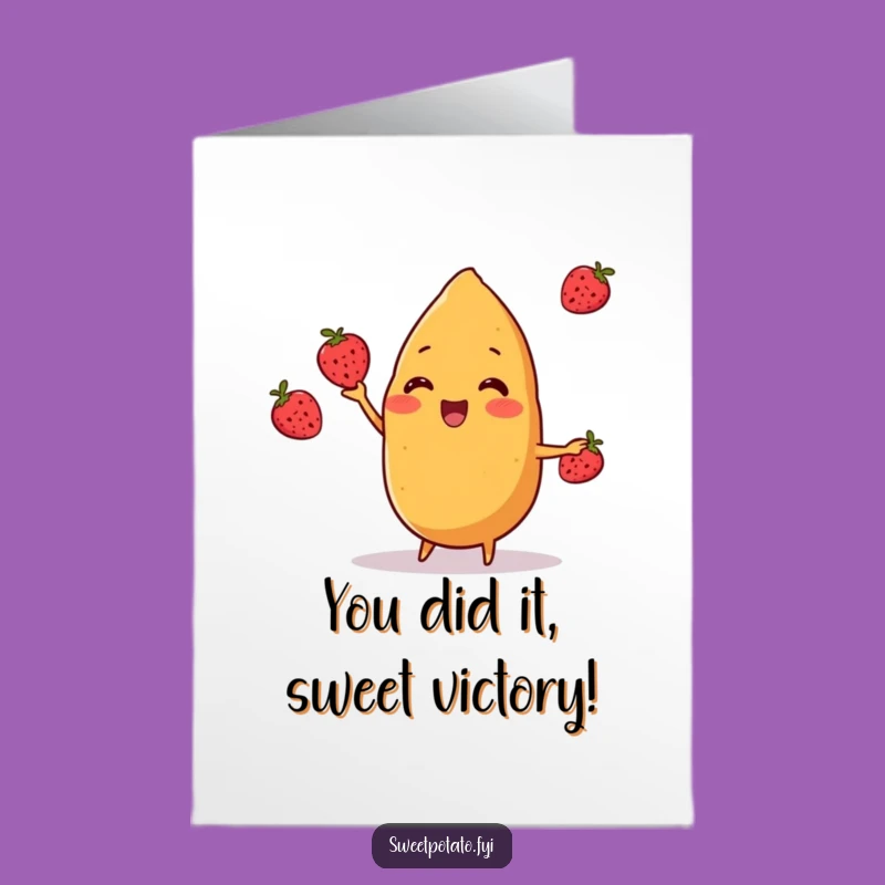 Free Printable Sweet Potato Congrats Card: Juggling Success, Funny Downloadable Gift