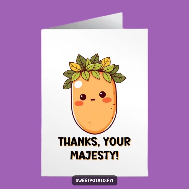 Free Printable Thank You Card: Leaf Crown Sweet Potato Gratitude, Downloadable Gift