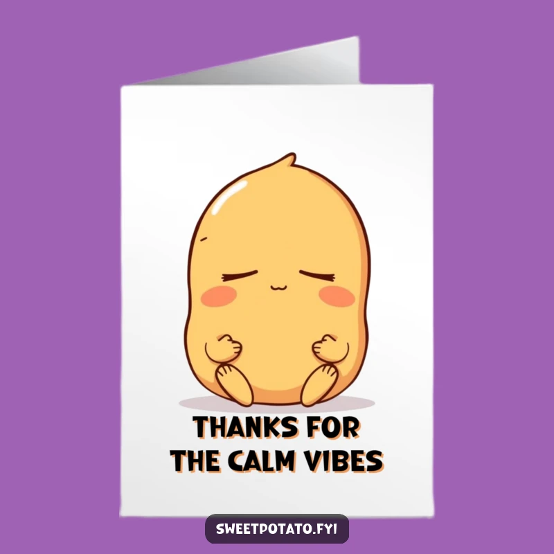 Free Printable Thank You Card: Meditating Sweet Potato, Funny Downloadable for Calm Gratitude