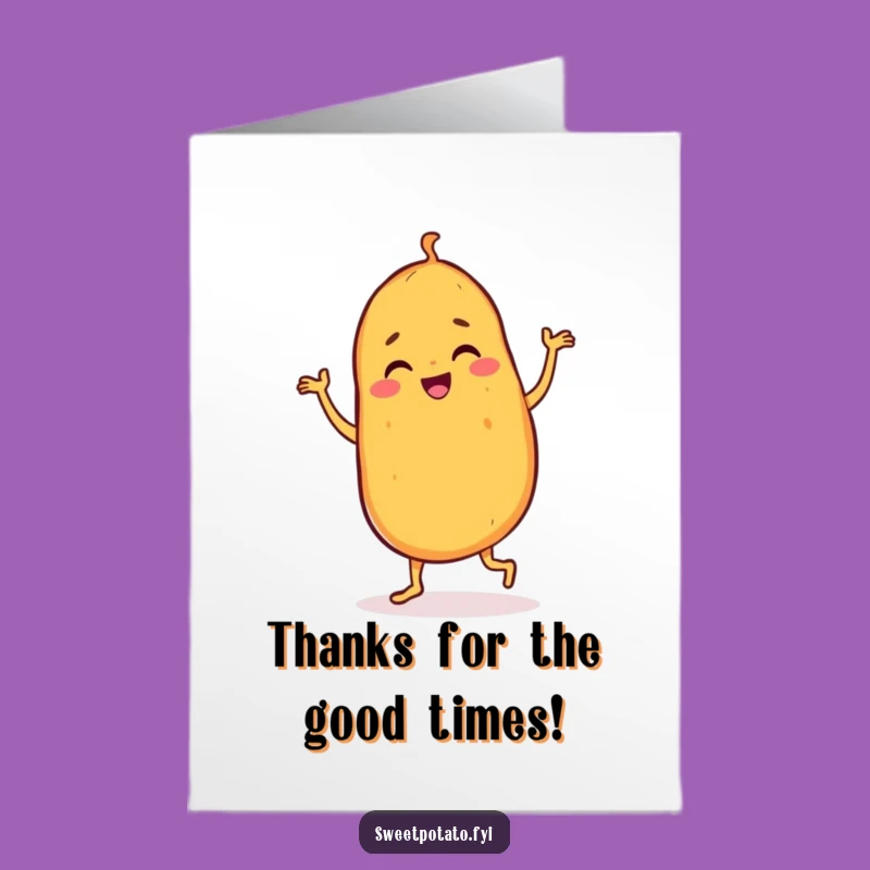 Free Printable Thank You Card: Dancing Sweet Potato, Funny Downloadable for Joyful Gratitude