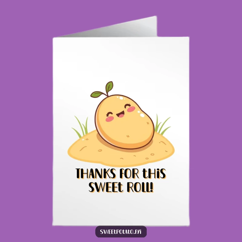 Free Printable Thank You Card: Sweet Potato Roll Gratitude, Whimsical Downloadable Message