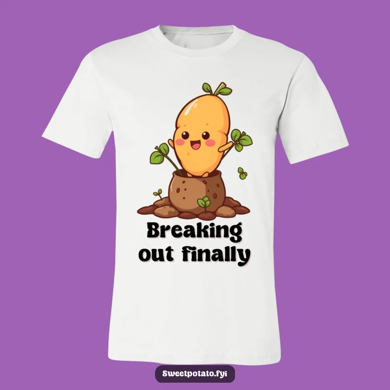 Funny Sweet Potato Burst T-Shirt - Spud Escape, Soil Pot Style Gift!