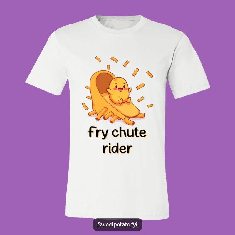 Funny Sweet Potato Fry Chute T-Shirt - Joyful Veggie Slide Tee