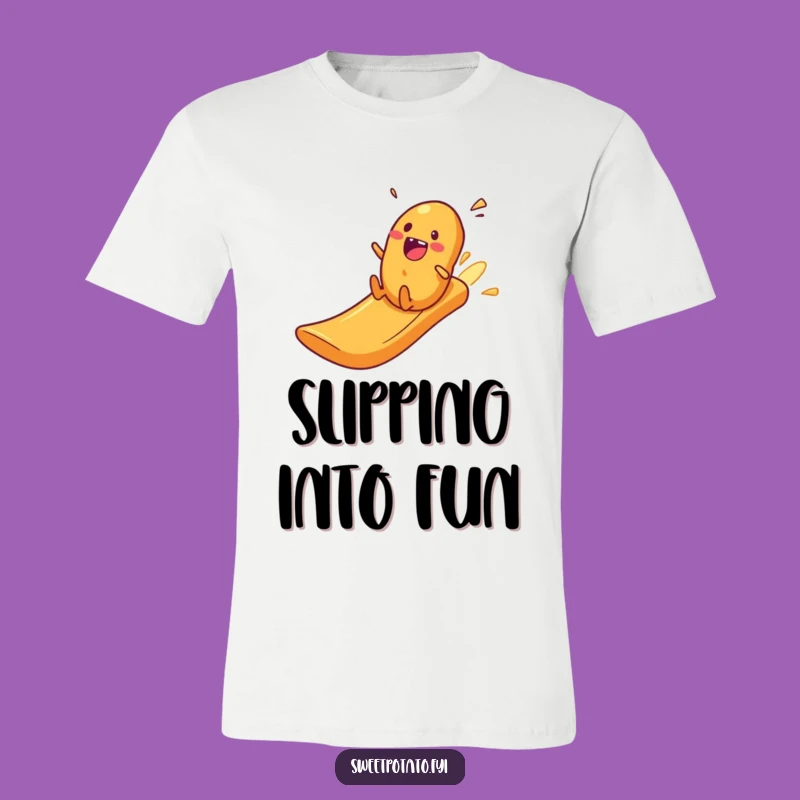 Funny Crisp Slide T-Shirt: Excited Spud Thrill Rider Tee, Gift