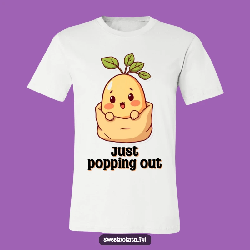 Funny Surprised Sweet Potato T-Shirt: Peeking Sack Design for a Hilarious Gift