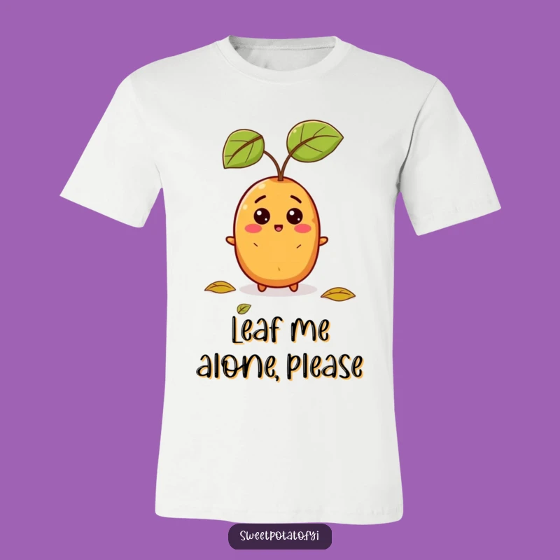 Funny Sweet Potato Leaf Surprise T-Shirt - Hilarious Cartoon Apparel for a Good Laugh!