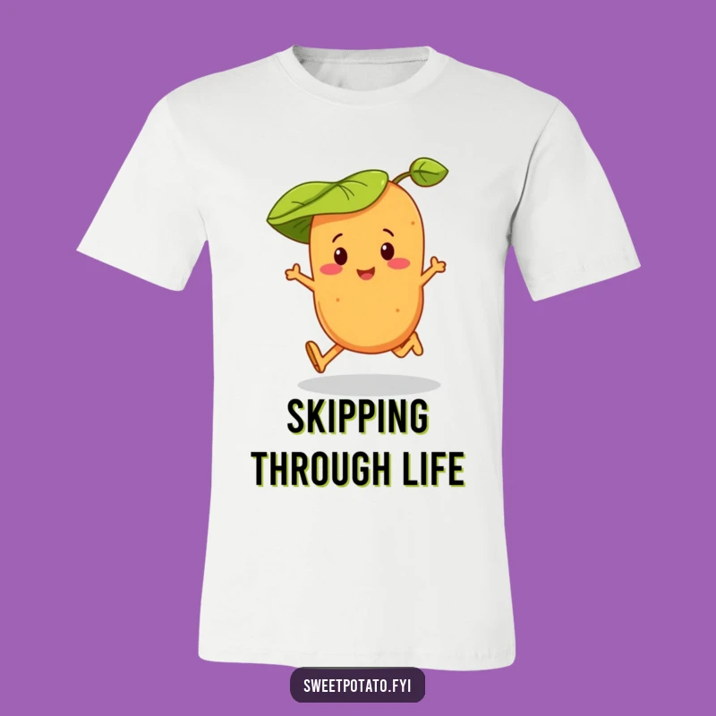 Funny Sweet Potato Skipping T-Shirt - Leaf Hat Joy, Spud Style Gift!