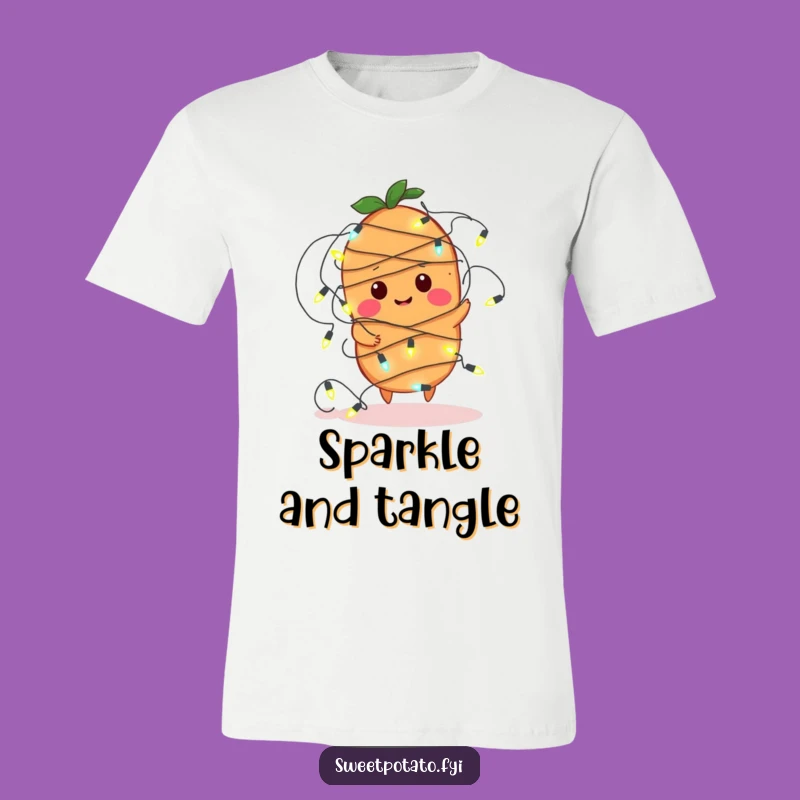 Funny Sweet Potato Lights T-Shirt: Comical Tangled Spud Design, Great Funny Gift