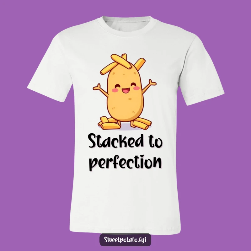 Funny Potato Wedge T-Shirt: Grinning Spud Balance Master Tee, Gift
