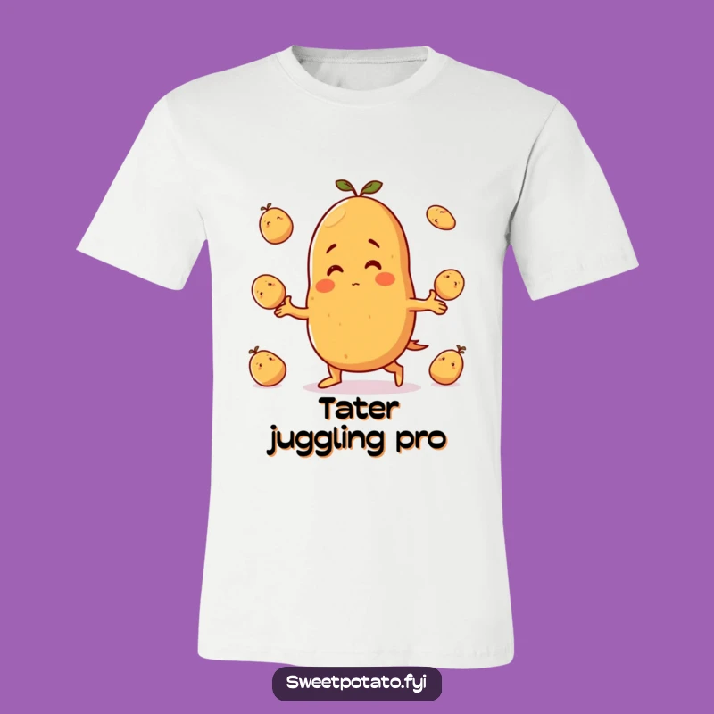 Funny Sweet Potato Juggler T-Shirt - Quirky Humorous Gift for Fun Lovers