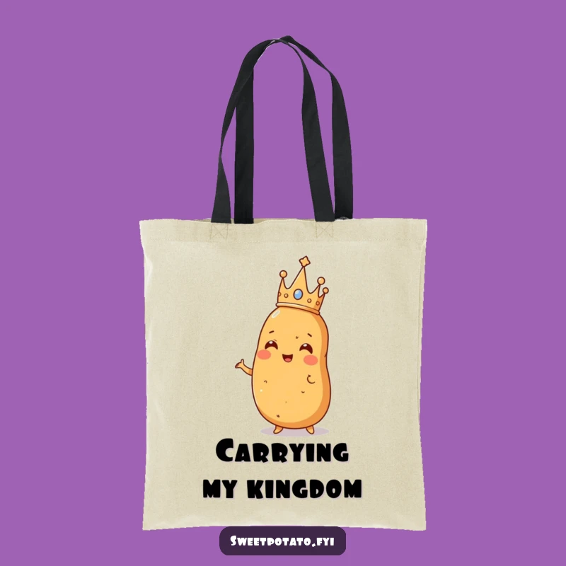 Funny Crowned Sweet Potato Tote Bag: Carry Your Royal Spud!