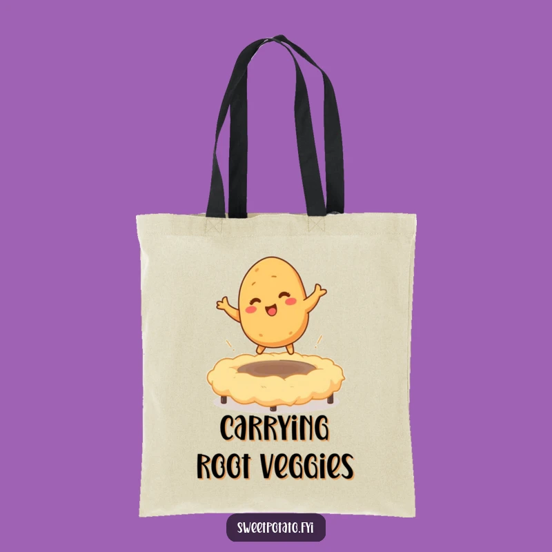 Funny Sweet Potato Bounce Tote Bag: Whimsical Character Accessory, Unique Humorous Gift