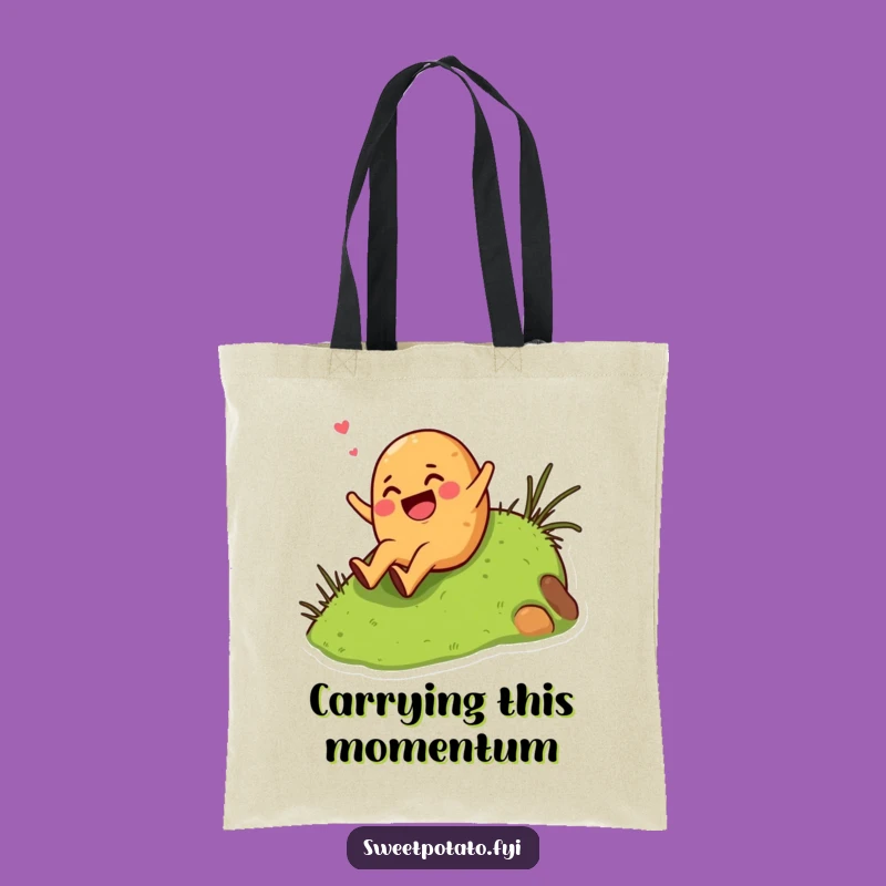 Funny Giggling Sweet Potato Hill Slide Tote Bag - Stylish & Humorous Veggie Carry-All