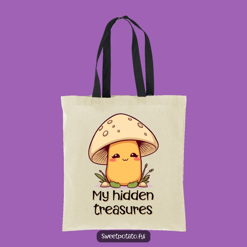 Funny Smirking Sweet Potato Mushroom Tote Bag - Stylish & Humorous Veggie Carry-All