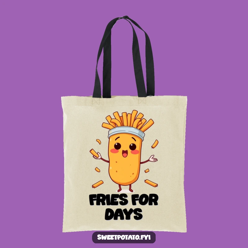 Funny Surprised Sweet Potato Fries Juggling Tote Bag – Grocery Humor Gift