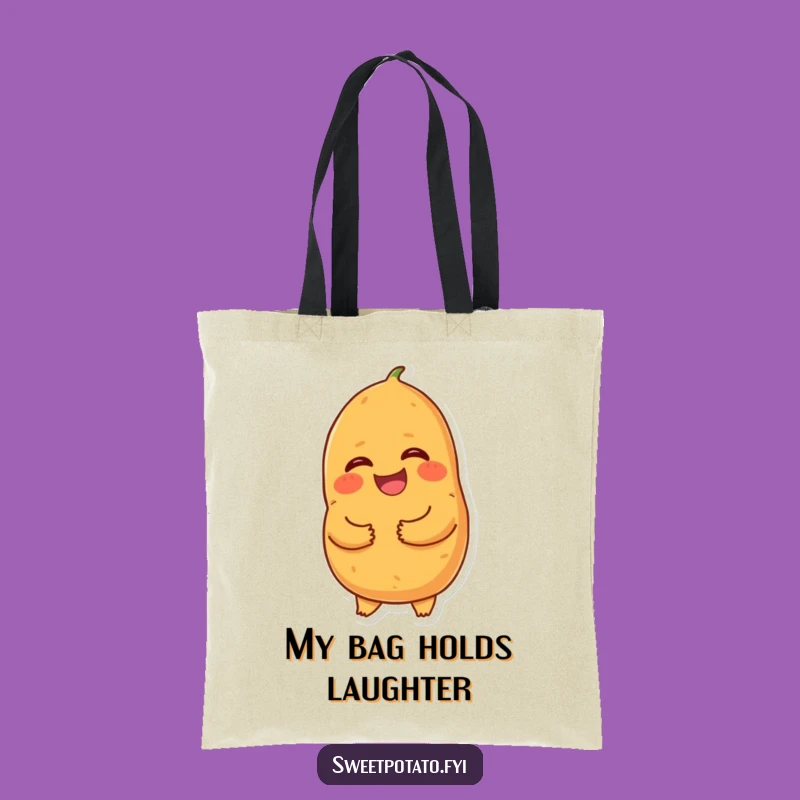 Funny Giggling Sweet Potato Tote Bag - Laughing Cartoon Accessory